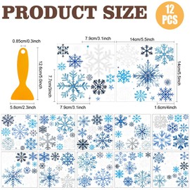 AHANDMAKER 12 Sheets Christmas Rub on Transfer Stickers White Snowflake Christmas Window Clings Furniture Decal for Home School Office Decor Holiday Party DIY Crafts Supplies, 5.5x5.5