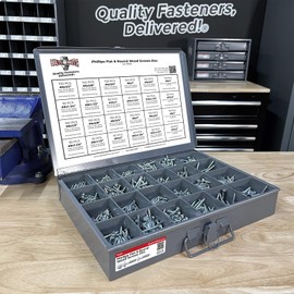 Phillips Round & Flat Head Wood Screws Zinc Assortment - 1641 PCS