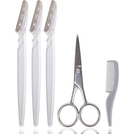 TRIM Facial Hair Grooming Bundle – For Grooming and Removing Facial Hair – Includes Dermaplane Facial Hair Removers (3 Pack), Mustache and Beard Scissors and Comb – Easy to Use for Quick Grooming