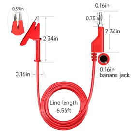 Cleqee Pack of 5 Crocodile Clips to Banana Plug Cable, Stackable 4 mm Banana Socket Test Leads for Multimeter, Terminals Measuring Cable, 2 M/6.56 ft Test Cable, Soft Wire, 5 Colours