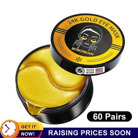Hicream 24k Gold Eye Mask,60pcs Smoothing Eye Patches,Moisturizing Eye Gel Patches Comfort Skin Care - Specification: 24k Gold, Quatity: 1 count