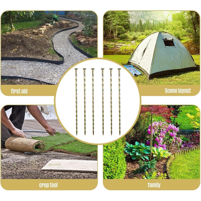 12 Inch 30 Pack Garden Staples ，Spiral Landscape Spikes, Landscape