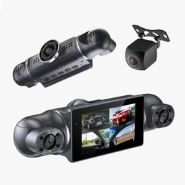 4 Channel Dash Cam, 360 Dash Camera FHD 1080P x 4 Dash Cam Front and Rear, 2K Front +1080P Inside*2 Car Camera with 128GB Free Card, Built-in WiFi, GPS, Loop Recording, WDR, Night Vision