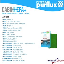 Purflux AHH392 Cabin Air Filter Pollen Filter Height: 29 Width: 233 Length: 253 Compatible with VW Golf 7 Hatchback 5G1, BQ1, BE1, BE2 Golf 7 Variant BA5, BV5