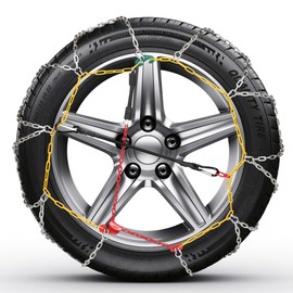 COCO BIRD Snow Chains, Wear-Resistant High Carbon Steel Anti Slip Tire Chain for Passenger Cars, Pickups, and SUVs, Set of 2 (KN150)