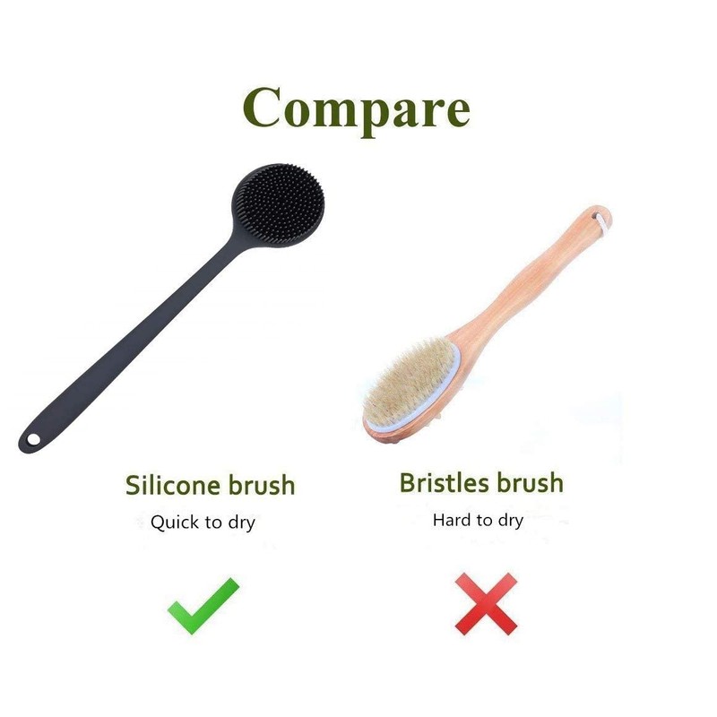 Cinlitek Silicone Body Scrubber, Long Handle Back Scrubber for Body,