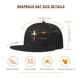 Christ Jesus Saved My Life Cross Snapback Hats for Men Religious Faith Baseball Cap Adjustable Flat Bill Brim Trucker Dad,Christian Gifts for Men and Women Teen