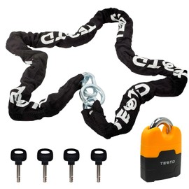 Heavy Duty Anti-Theft Bike Chain Lock - 5.3ft/160cm Long, 10mm Thick Chain with Bright-Colored Lock, 4 Keys for Motorcycles, Generators, Containers (8.6lbs)