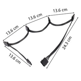 SinLoon SATA Power Cable Large 4Pin Male to 5 x 15 Pin SATA Female Hard Drive Power Splitter Cable for HDD、SSD、Optical Drives