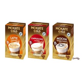 Mokate Variety Gold Premium Instant Coffee Sachets | Latte Carmael | Cappuccino Classic | Mocha Double Choco | Total 30 Sachets per pack | Premium Quality Coffee | (1, Pack of 3)