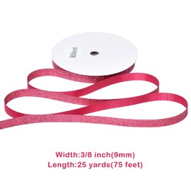 Ribest Pink Glitter Ribbon 3/8 Inch Cut Edge Christmas Ribbon for Gift Wrapping Crafts Christmas Tree Decoration Home Decor 25 Yards