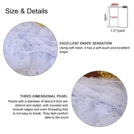 1Yard*1.5 Meters Pearl Tulle Favric Black Sliver Nylon Sheer Mesh Fabric for Sewing,Clothing Decor