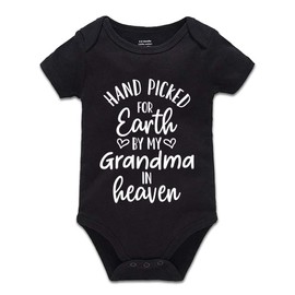 YCICIVDee Hand Picked For Earth By My Grandma In Heaven Universal Boys And Girls Short Sleeve Onesie