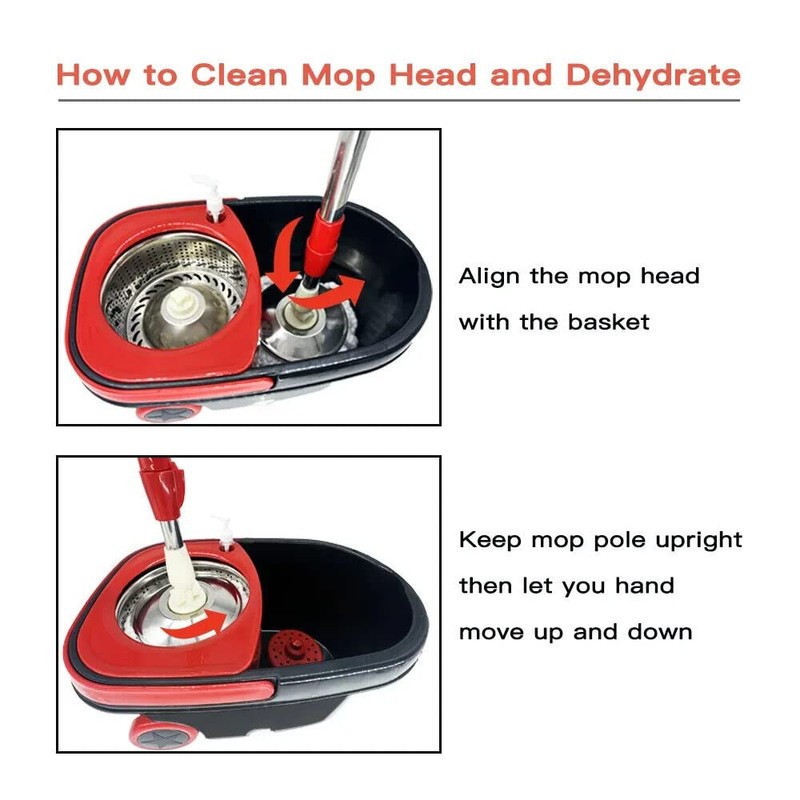 Easy Spin Dry Floor Mop Stainless Steel Bucket with Wheels