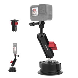Camera Suction Cup Mount Kits-360°Ball Head Magic Arm,Double-Layer Suction Cup Mount for Action Cameras, GoPr0 Hero 13/12, DJI Osmo X4/X3,Mount on Car Windshield,Dashboard-Video Shooting,JC019