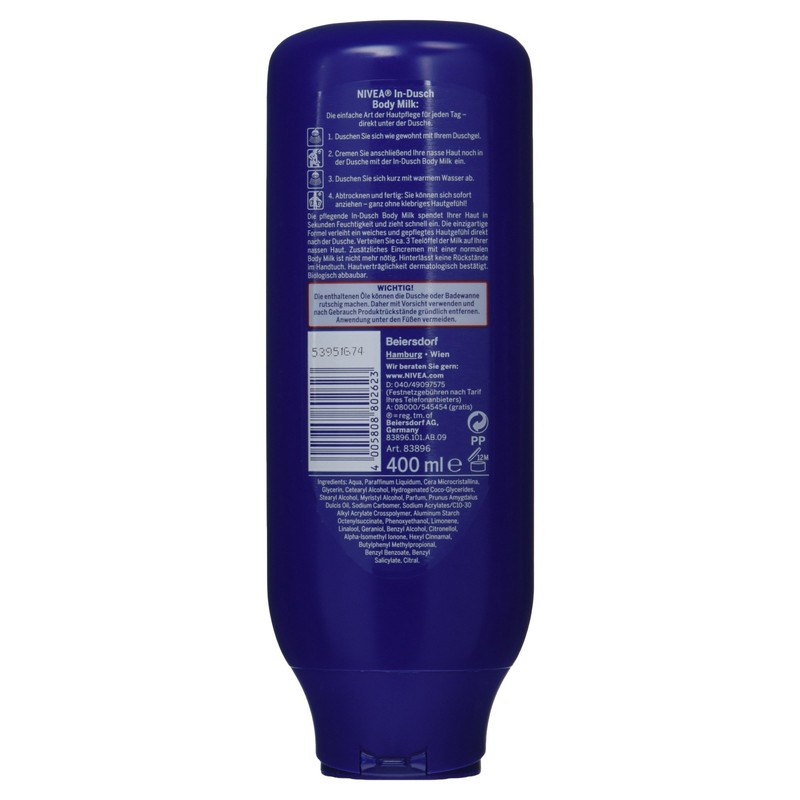 NIVEA Body Milk for Shower Use 400 ml Tube in