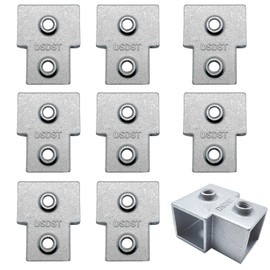 Hdtyyln 8 Pcs 25mm Square Tube Connector, 3 Way T Shaped Square Tube Clamp, Aluminum Alloy Tube Corner Coupler, Pipe Fixed Joint, Tube Fittings for Shelf Fence Structural Stabilized, 3-3.5mm Thick