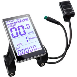 ZJIVQO LCD Electric Bike Display, Ebike Display Control Panel, 24V 36V 48V 60V 5 Pin Screen Replacement Parts for 31.8 22.2mm Handlebar E Bikes, E-Scooter