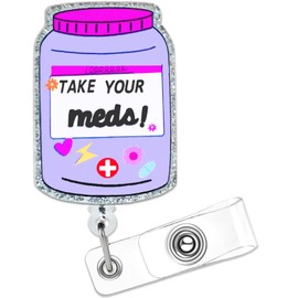 Tome Your Medical Badge Reel retráctil con clip de acrílico para insignia, lindo soporte para tarjetas de identificación de farmacia, accesorios morados para enfermeras, profesores, regalo de grado