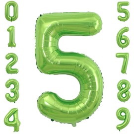 Tellpet Number 5 Balloon, 5th Birthday Party Decorations for boy kids, Green, 40 inch