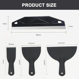 Stainless Steel Paint Shield, Paint Trim Guard, Paint Guard for Cutting in Wallpaper Scraper Edge Painting Tool Paint Trim Guard with 3 PCS Scrapers for Cutting in Paint Guide Measurement Trim Black