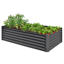 TREATLIFE HOME Spacious and Durable Raised Garden Bed for Outdoor Planting, Metal Planter Box for Vegetables, Flowers, and Herbs, Gray