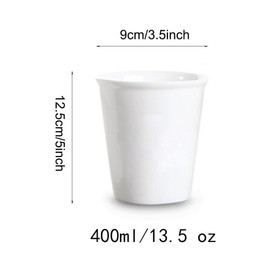 RabyLeo Paper Cup Design Ceramic Mug Eco-Friendly Reusable Cup, Minimalist Home & Office Use (White & 400ml)