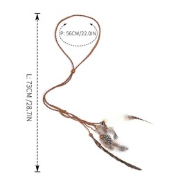 Zoestar Boho Feather Headband Bronze Vintage Hippie Headdress Festival Head Chain Headdress 1920s Hiar Accessories Fashion Jewellery for Women and Girls