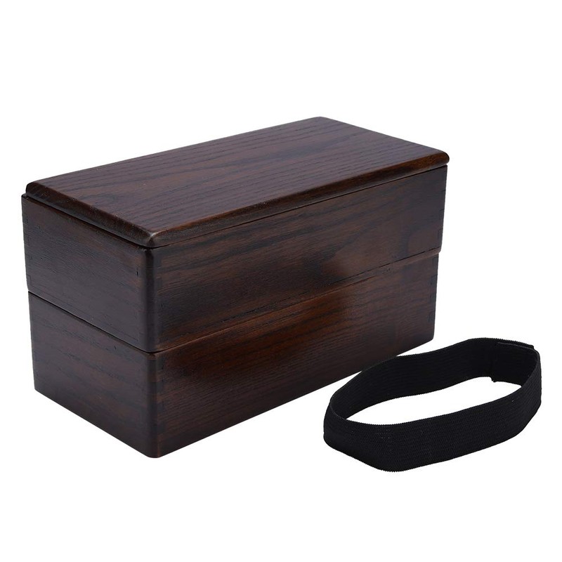 Lunch Boxes, Japanese Traditional Natural Square Wooden Lunch Container Double