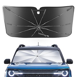 Portable for Ford Bronco Sport 2021-2025 2026 Windshield Sunshade Umbrella with Carry Bag, 2 in1 Ice Crystal Durable Compact Shade Umbrella UPF50+ UV Front Window Insulation Protection Outdoor Camping