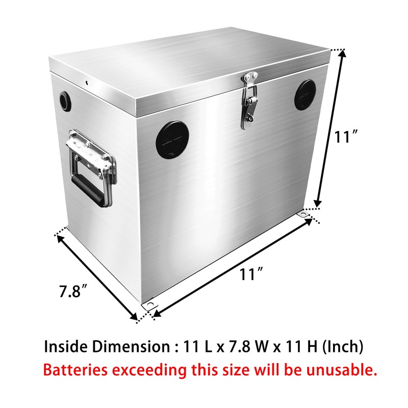 Peastorm 12V Car/RV/Marine Battery Box, Stainless Steel Battery Relocation Kit