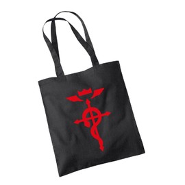SmartyPants Fullmetal Alchemist Flamel Tote Bag Anime Manga Japanese Japan TV Show Cartoon Transmutation Alchemy Science Machine Show Gift Present Idea 100% Cotton Shopper (Black Prime)