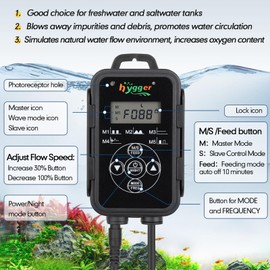 hygger 5670L/H Wave Pump for Aquarium, 6W Magnetic Powerhead Aquarium Circulation Pump with External Controller for 75-380L Freshwater and Marine Reef Aquariums