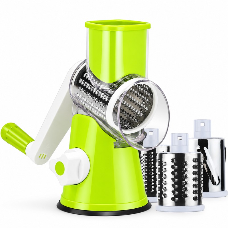 Rotary Cheese Grater for Everyday Food Prep – 3 Interchangeable