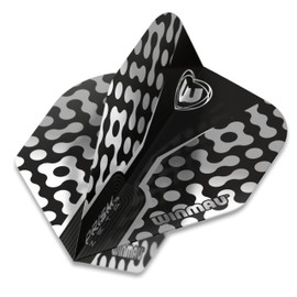 WINMAU Prism Zeta Pattern Design Extra Thick Dart Flights - 10 sets per pack (30 dart flights in total) (Black, Grey & White)