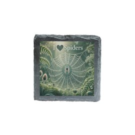 I Love Spiders Slate Coaster – Elegant Arachnid Web Design for Nature Enthusiasts (slco-kf25-spiderslovekvd)