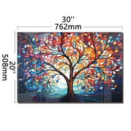 DAIFURONGE Tempered Glass Backsplash for Kitchen, Tree of Life Art Stove Backsplash Protector - Easy to Clean Wall Decor (Art Deco 2, 30"x20"(76.2x50.8cm))