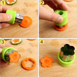 Vegetable Cutter Shapes Set 9 Pcs Mini Cookie Cutters for Kids Baking Fruit and Cookie Stamps Mold Kitchen Accessories Small Star Cookie Cutter and Food Supplement Tools Crafts Green