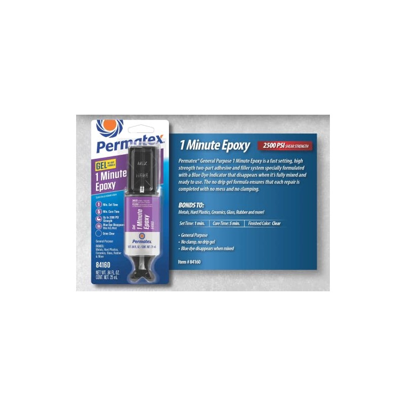 Permatex 84160 PermaPoxy 1 Minute General Purpose Epoxy, 0.84 oz.