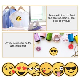 Embroidered Patches, 6 Pieces Smile Face Iron on Patches with Sewing Kit, Yellow Smile, Cute Cheerful Face Patches for Clothes, Jeans, Bags, Hat, Crafts, Decoration, DIY Accessories