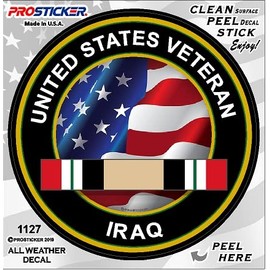 ProSticker 1127V (One) US Veteran Iraq Flag Decal Sticker (4")