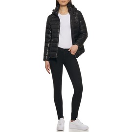 GUESS Women's Midweight Puffer Jacket, Quilted Black 2, Medium