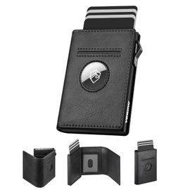 YESIIW Men's Airtag Wallet with Coin Compartment, Slim Wallet with RFID Protection, Card Holder, Men's Card Holder, Smart Wallets for Men, B01 - Black, Without coin compartment, Minimalist