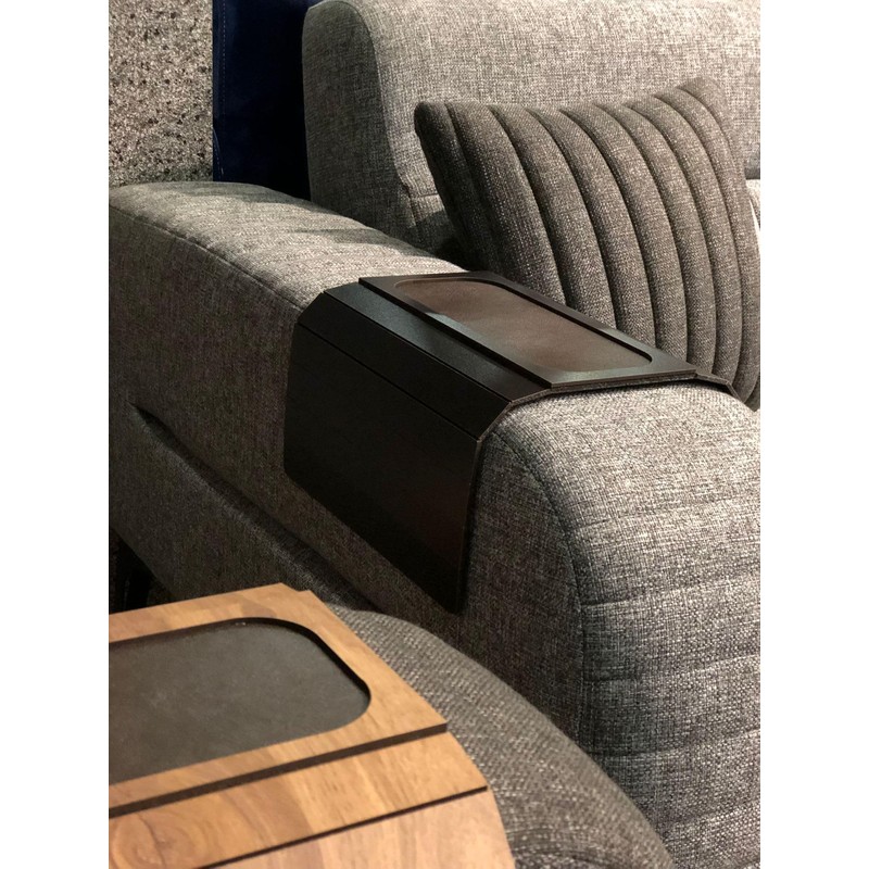 EMK Wooden Arm Table Tray, Portable Couch Coaster for Drinks,