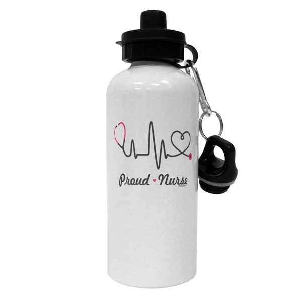 TooLoud Stethoscope Heartbeat Text Aluminum 600ml Water Bottle - White