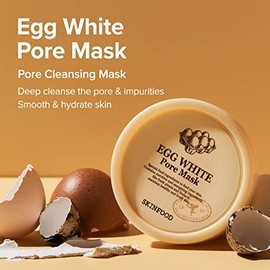 SKIN FOOD since 1957- [SKINFOOD] Mascarilla de poros de clara de huevo 120 g (4,23 fl oz), mascarilla de arcilla exfoliante para tensar los poros, abs