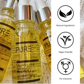 Regulate & Clear Face Oil from PURE Spa Skincare 30ml - Vegan, Dry Oil Moisturiser with Ylang Ylang, Orange & Lavender for Oily or Blemished Skin