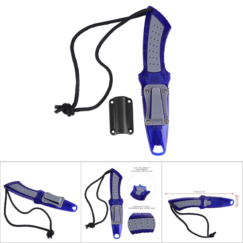 KEEP DIVING Stainless Steel Professional Scuba Fixed Blade Knife Blue