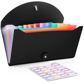 Nicecho Receipt Coupon Organizer, 13 Pockets Small Accordion File Organizer with Labels for Receipt Cards, Bill Business, Coupons Storage, 10.2X 5.1 Inches