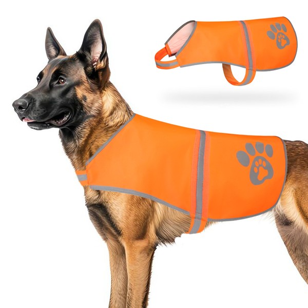 Reflective Dog Safety Vest, Adjustable Vest for Large Dogs, Orange